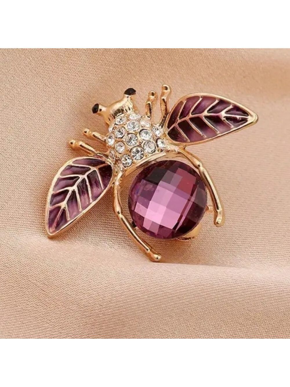 HONEY Bee Brooch Simulated Amethyst
